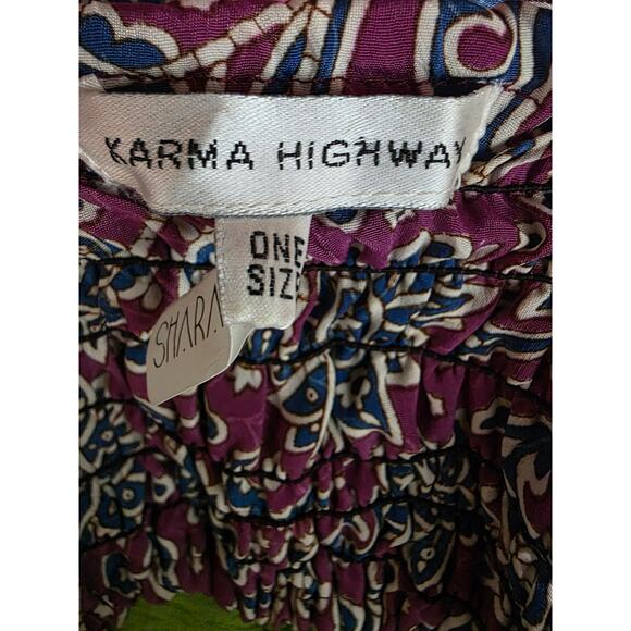 KARMA HIGHWAY Purple-Teal Floral Cut Out Waist Maxi Dress - Picture 4 of 7